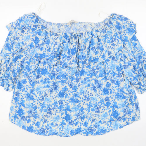 F&F Womens Multicoloured Floral Viscose Basic Blouse Size 18 Boat Neck