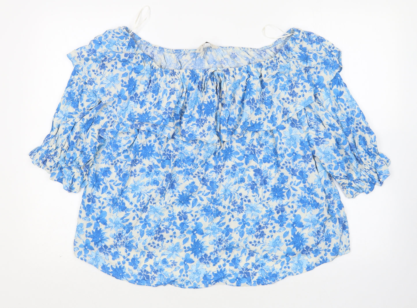 F&F Womens Multicoloured Floral Viscose Basic Blouse Size 18 Boat Neck