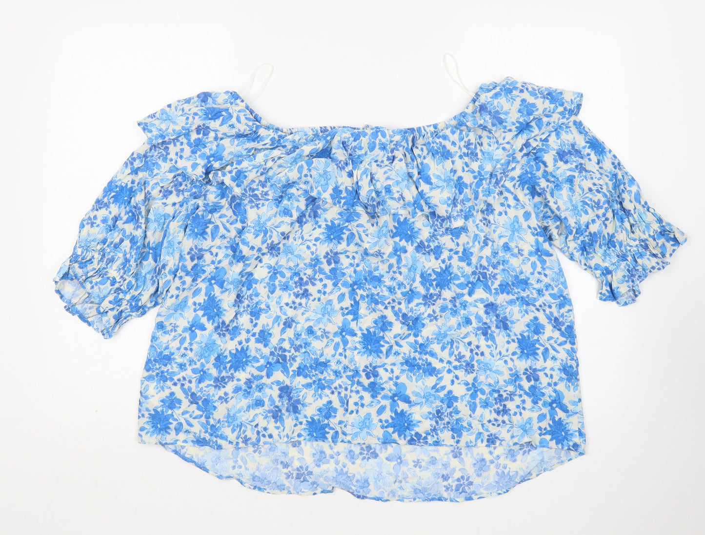 F&F Womens Multicoloured Floral Viscose Basic Blouse Size 18 Boat Neck