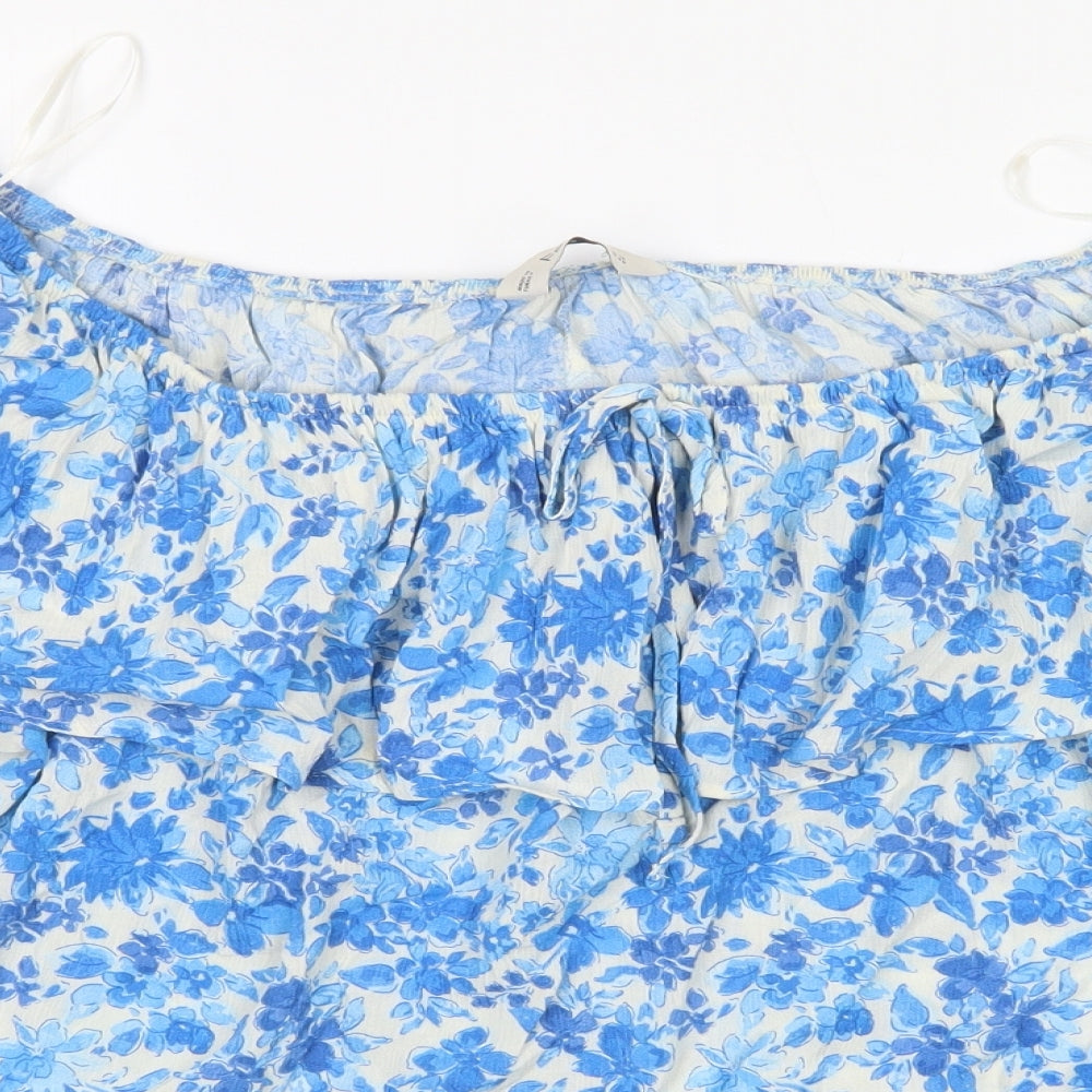 F&F Womens Multicoloured Floral Viscose Basic Blouse Size 18 Boat Neck