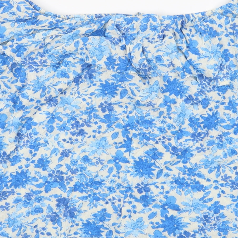 F&F Womens Multicoloured Floral Viscose Basic Blouse Size 18 Boat Neck