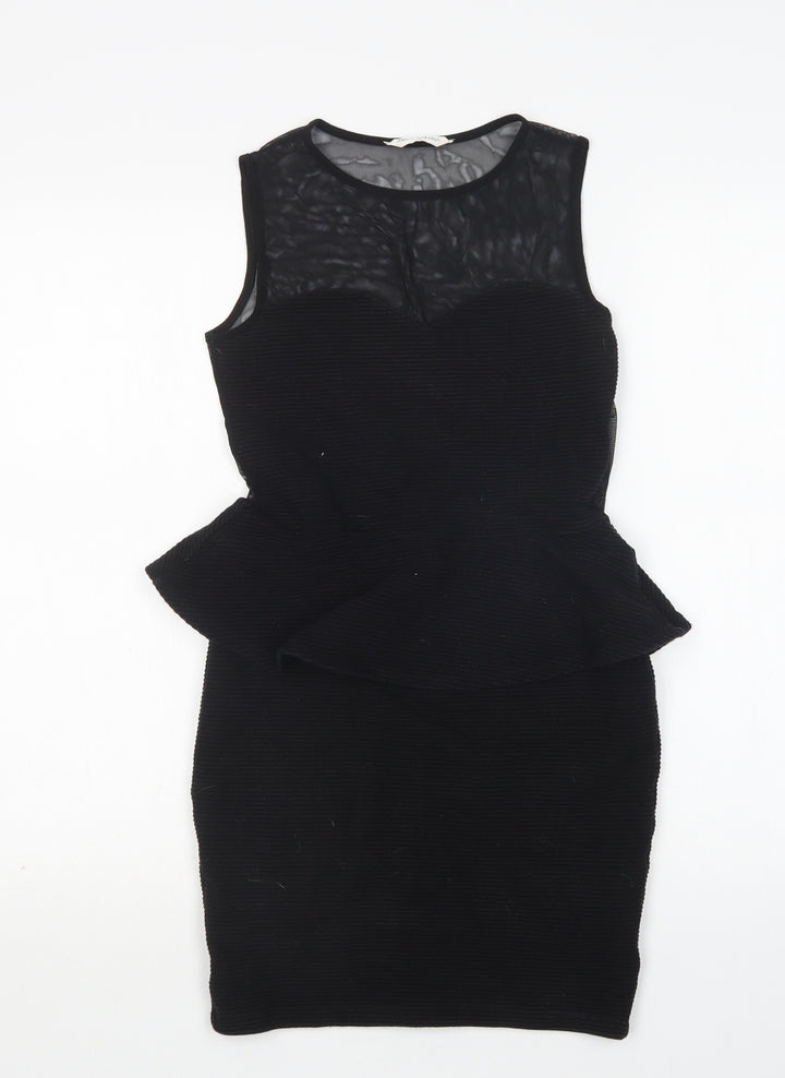 Miss Selfridge Womens Black Mini Size 10 Round Neck