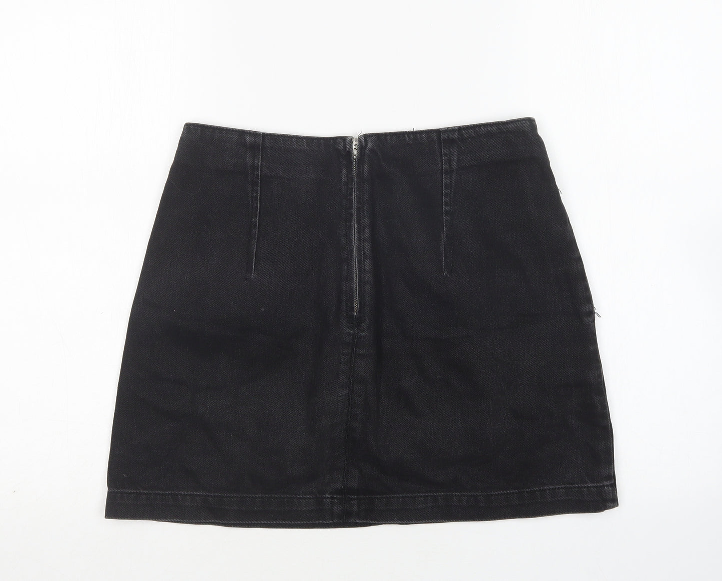 Topshop Womens Black Floral Cotton Mini Skirt Size 10
