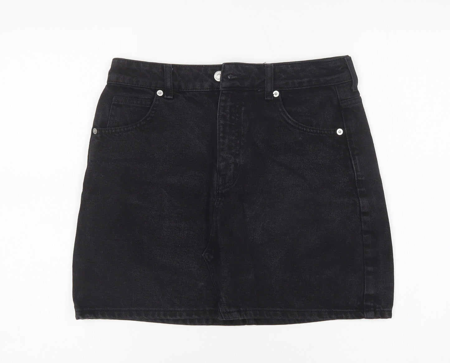 Topshop Womens Black  Cotton Mini Skirt Size 10