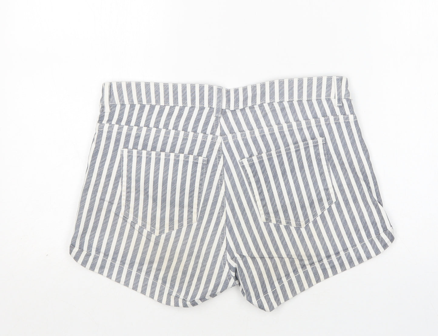H&M Womens Multicoloured Striped Cotton Hot Pants Shorts Size 10 L3 in Regular