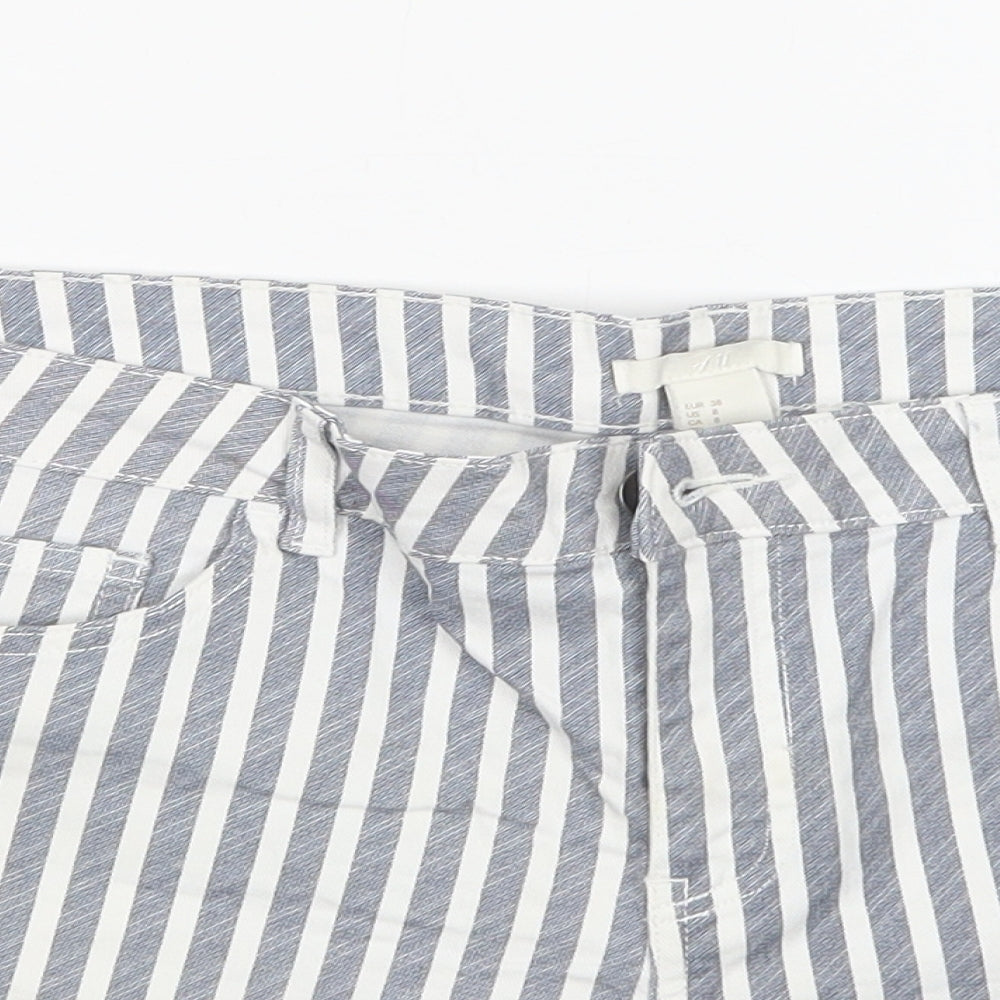 H&M Womens Multicoloured Striped Cotton Hot Pants Shorts Size 10 L3 in Regular