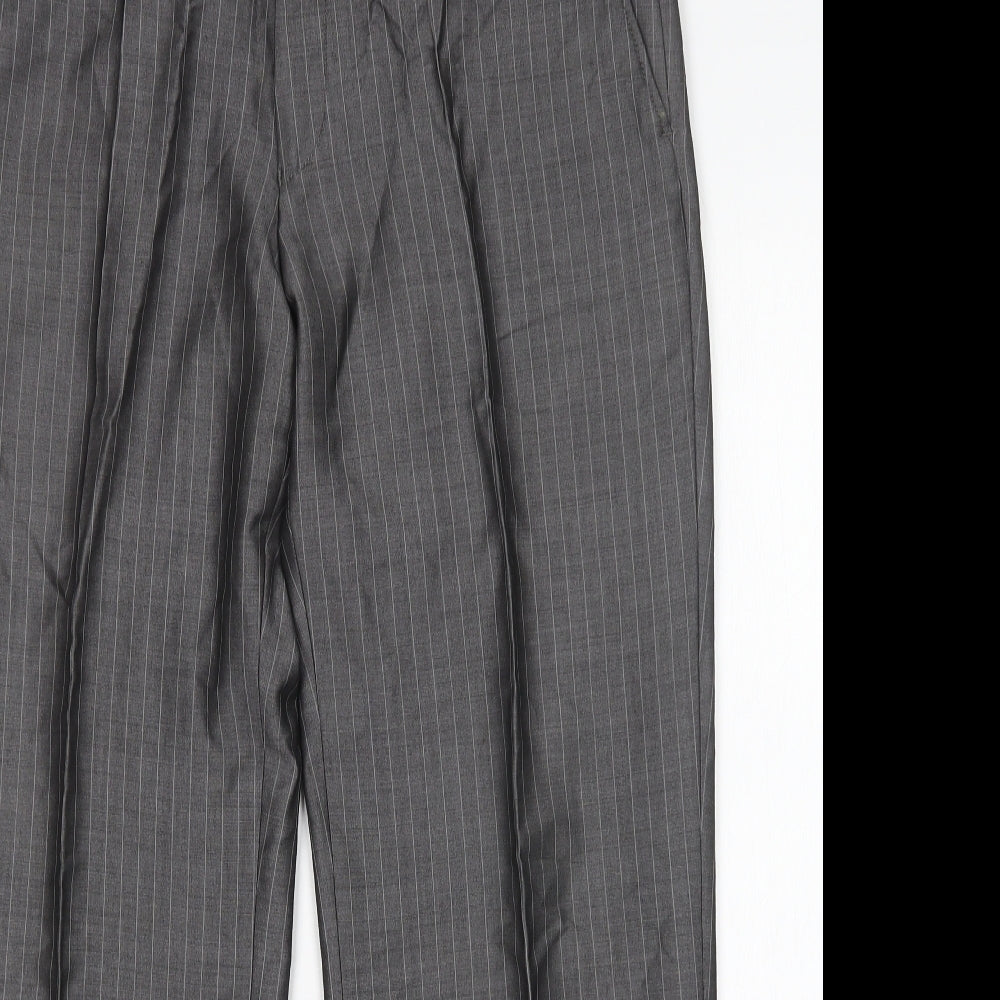 Holland Esquire Mens Grey Striped Viscose Trousers  Size 38 L30 in Regular