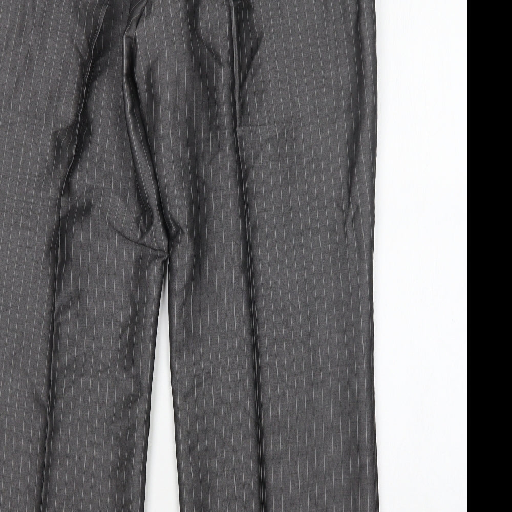 Holland Esquire Mens Grey Striped Viscose Trousers  Size 38 L30 in Regular
