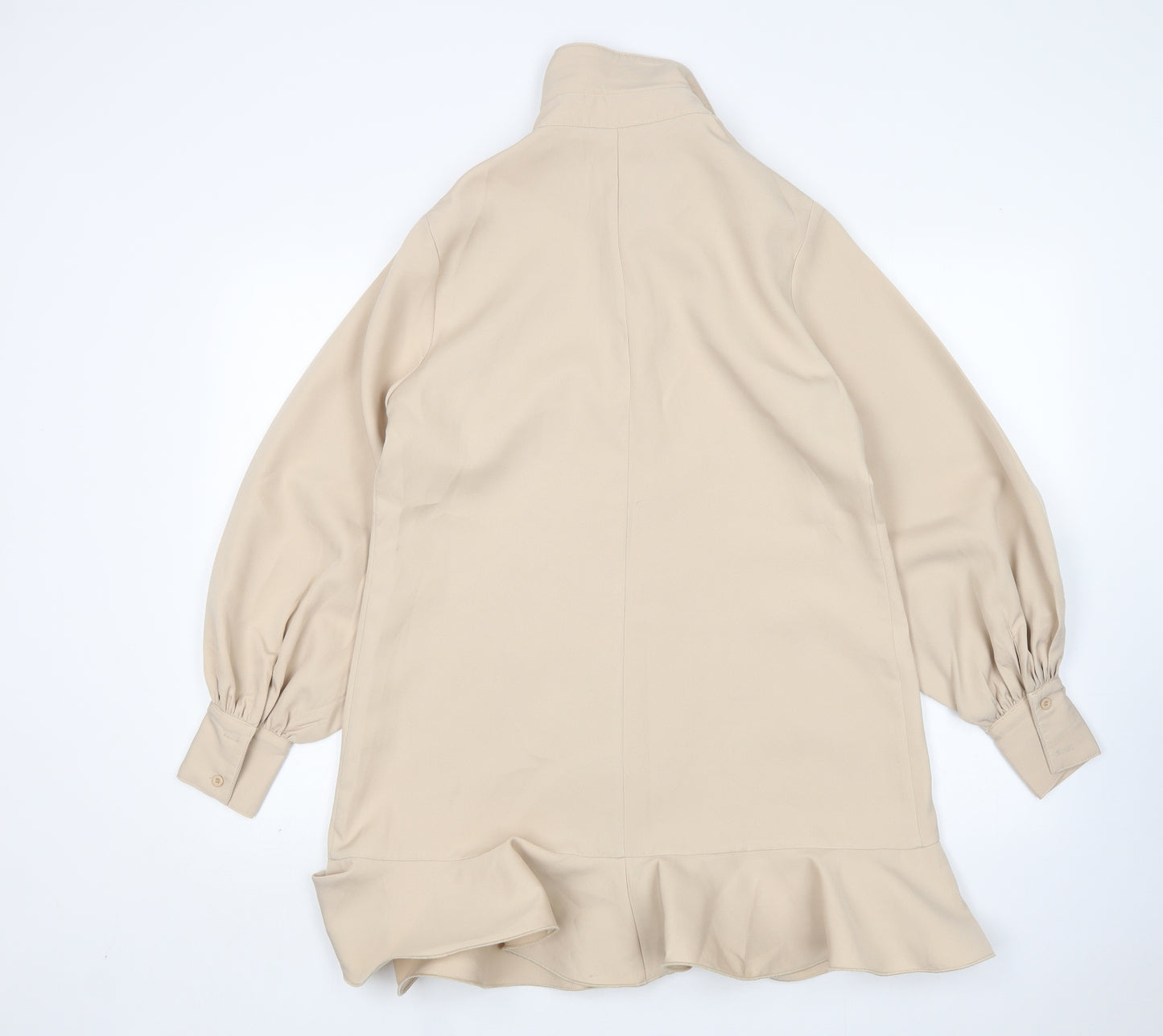 PRETTYLITTLETHING Womens Beige  Polyester Shirt Dress  Size 10  Collared