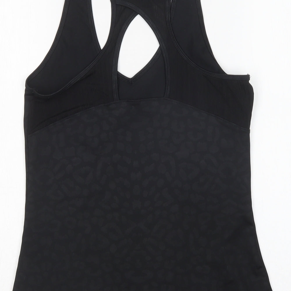 F&F Womens Black Animal Print Polyester Basic Tank Size S Round Neck