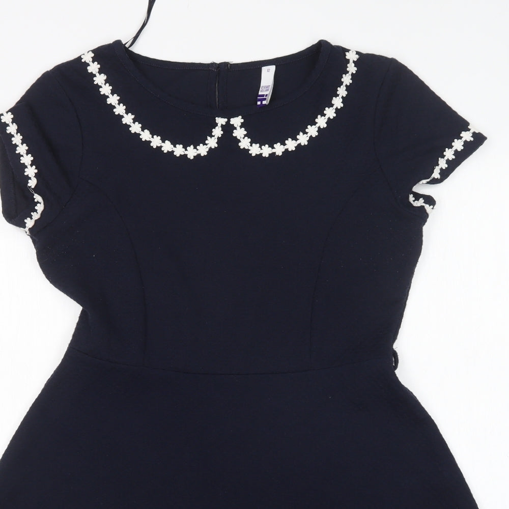 Henry Holland Womens Blue  Polyester Fit & Flare  Size 12  Round Neck