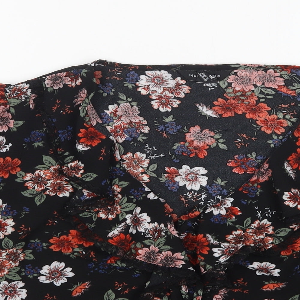 New Look Womens Multicoloured Floral Polyester Basic Blouse Size 12 V-Neck