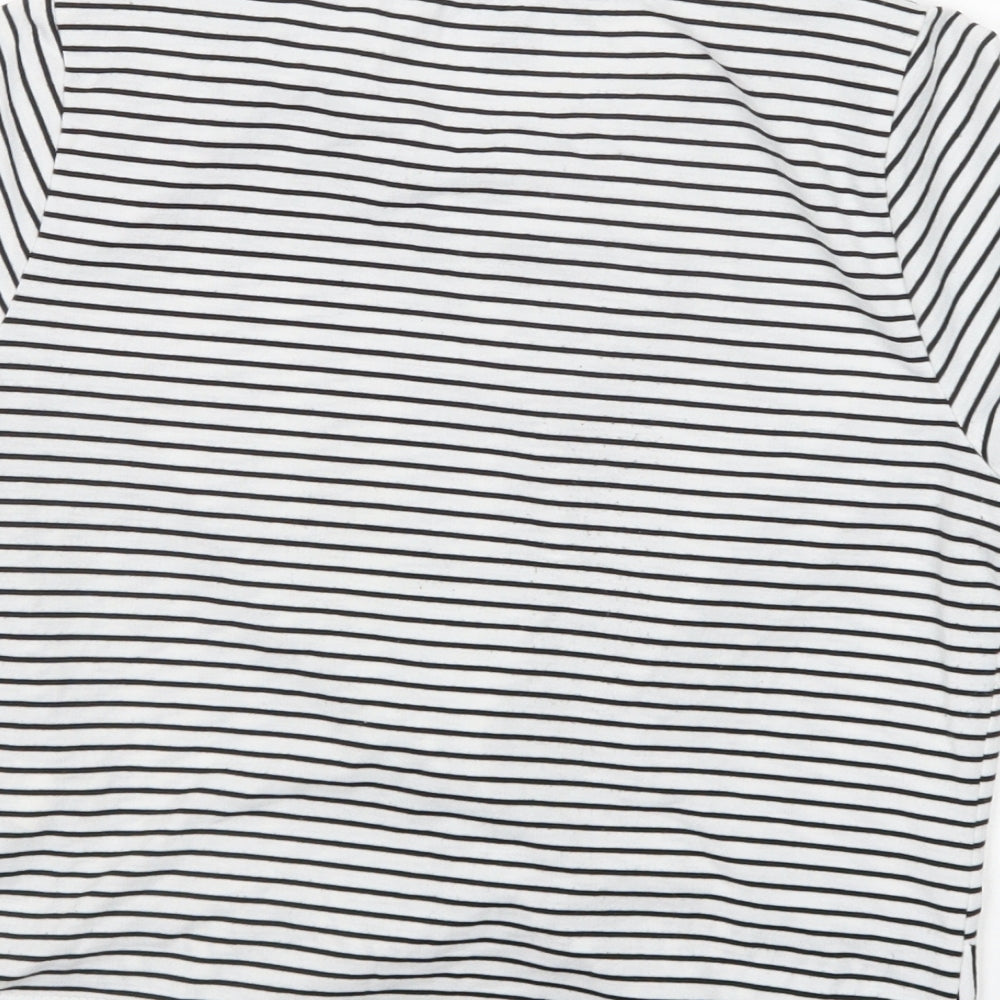 Primark Womens Multicoloured Striped Polyester Cropped T-Shirt Size 12 Round Neck