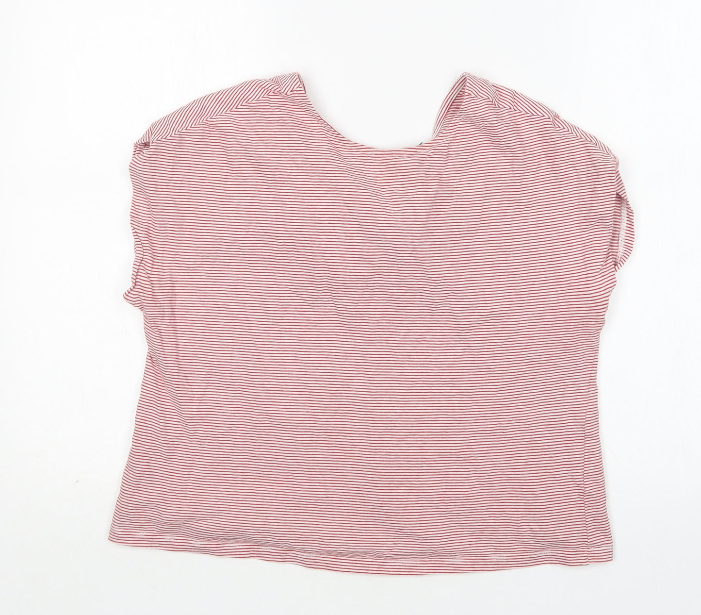 Mango Womens Multicoloured Striped Cotton Basic T-Shirt Size M Round Neck