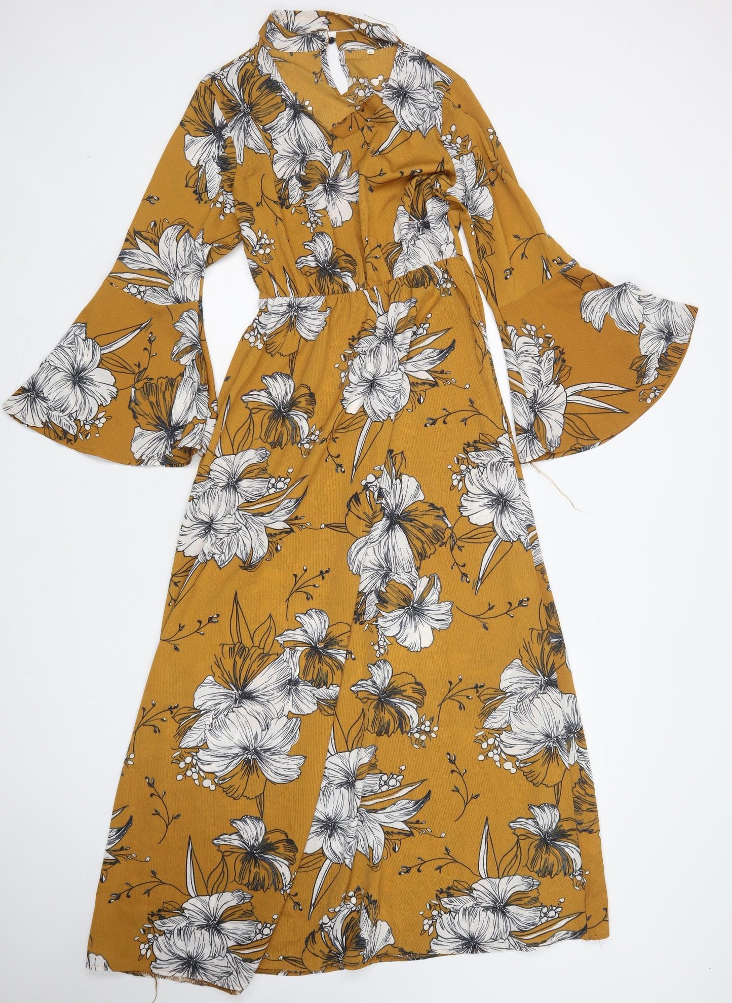 Preworn Womens Multicoloured Floral Polyester Fit & Flare  Size S  Round Neck
