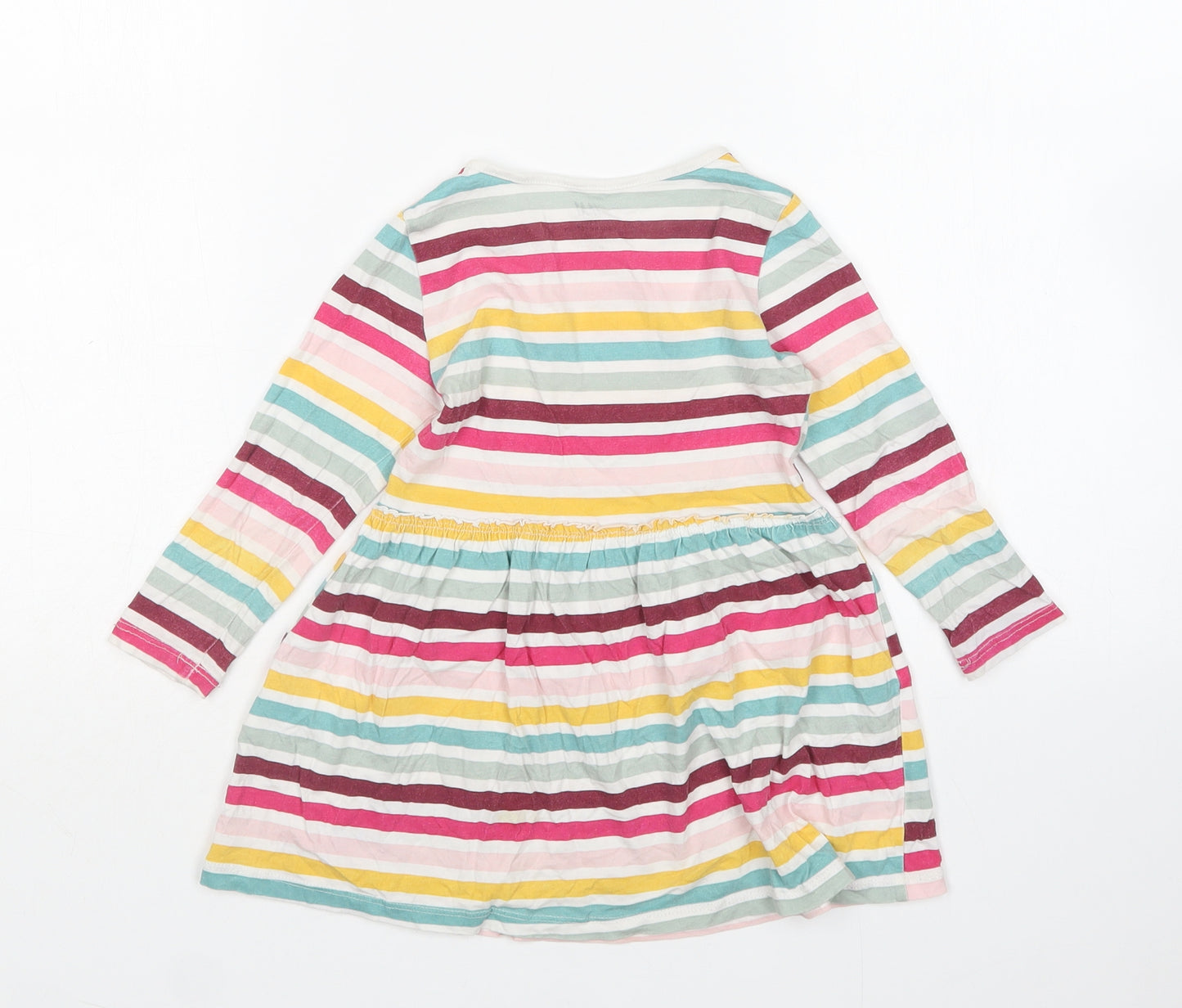 H&M Girls Multicoloured Striped Cotton A-Line  Size 18-24 Months  Round Neck