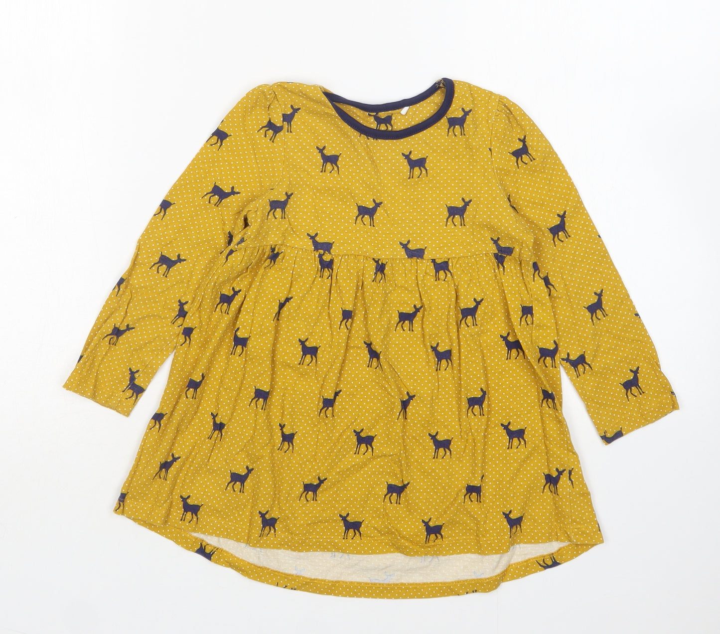 Mini Club Girls Multicoloured Polka Dot Cotton T-Shirt Dress  Size 2-3 Years  Round Neck
