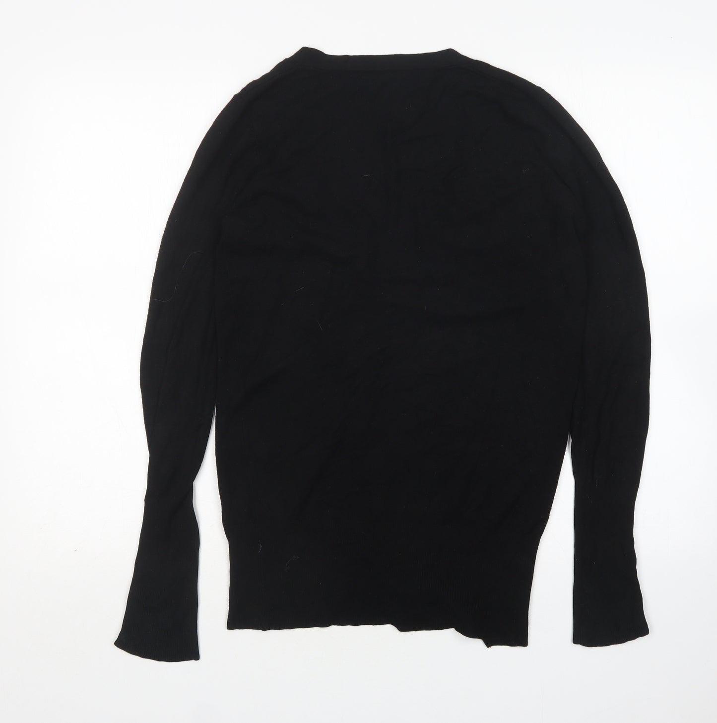 Zara Womens Black V-Neck  Rayon Cardigan Jumper Size M