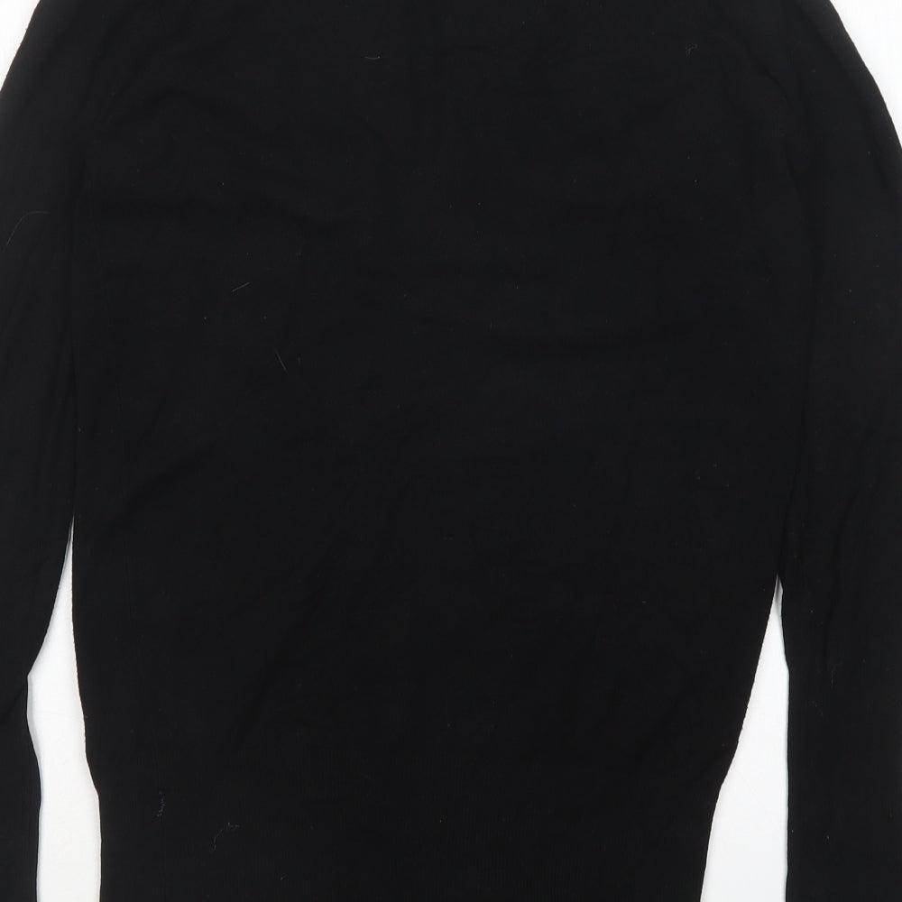 Zara Womens Black V-Neck  Rayon Cardigan Jumper Size M