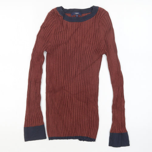 NEXT Womens Brown Round Neck  Nylon Pullover Jumper Size 10