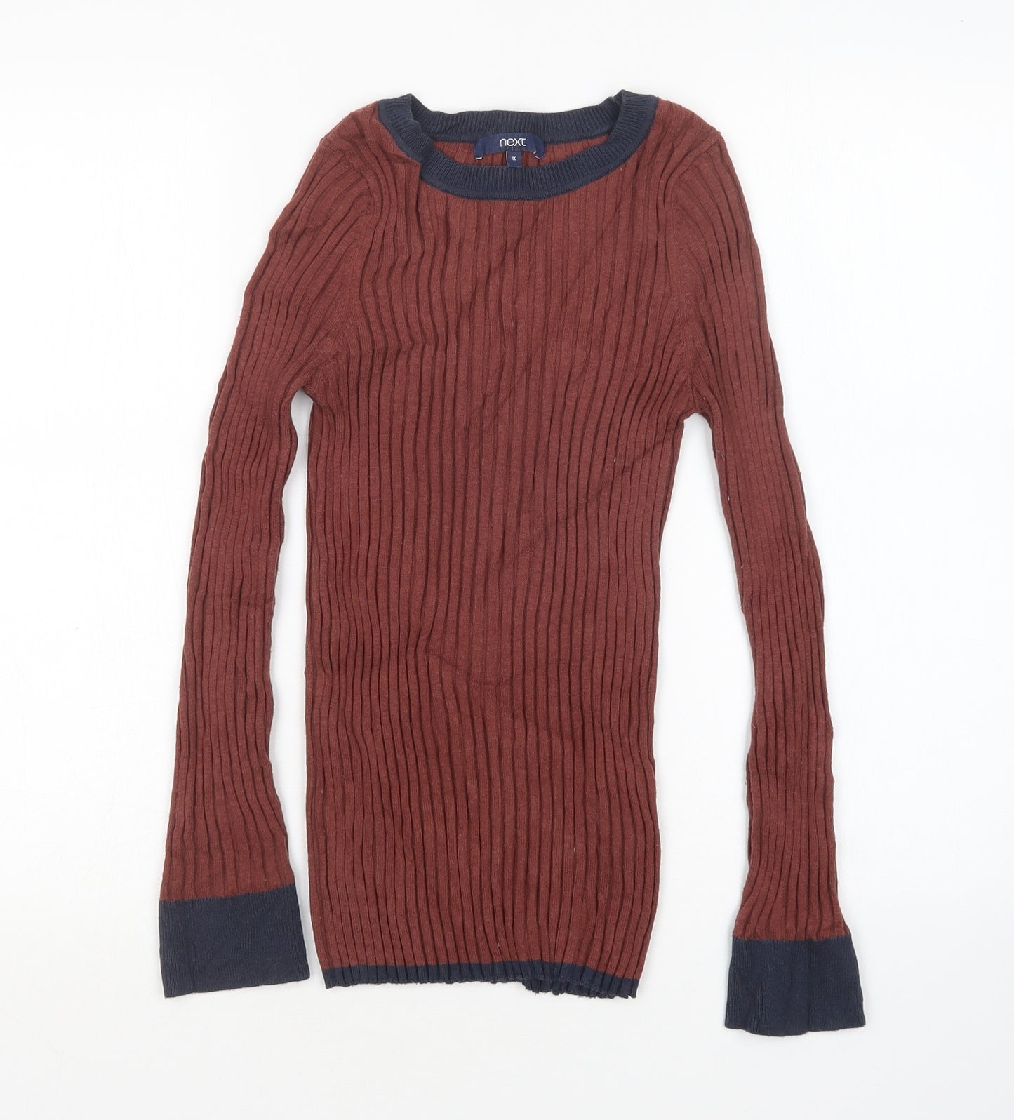 NEXT Womens Brown Round Neck  Nylon Pullover Jumper Size 10
