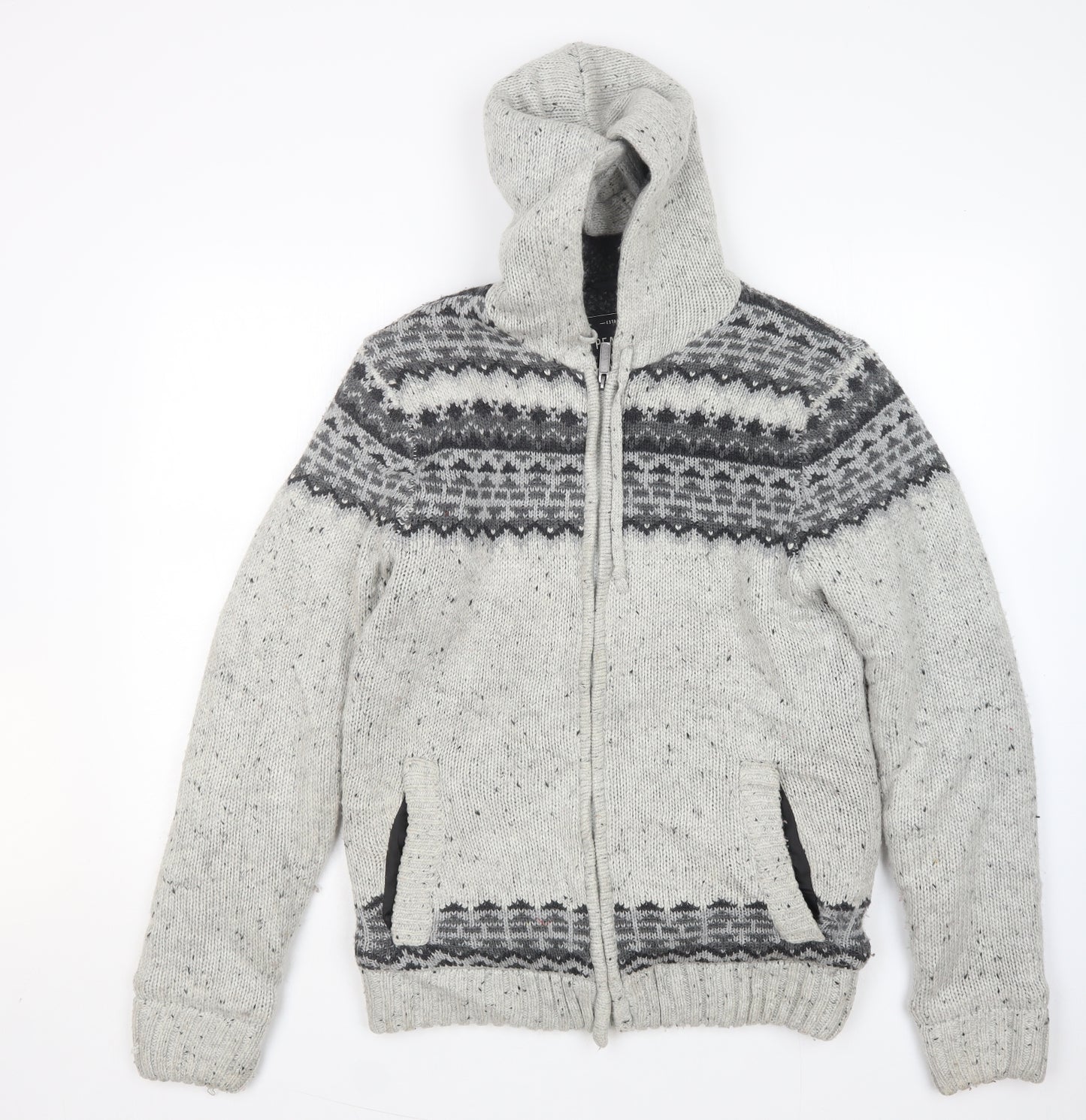 Peacocks Mens Multicoloured Argyle/Diamond Acrylic Full Zip Hoodie Size S