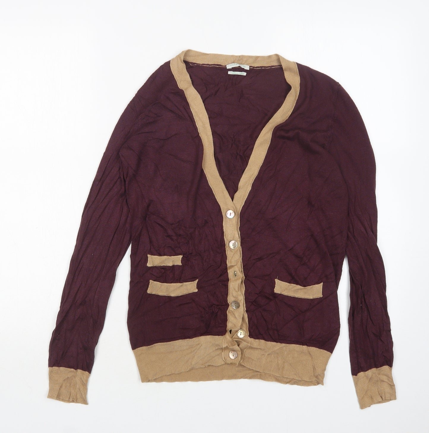 STILE BENETTON Womens Multicoloured V-Neck  Wool Cardigan Jumper Size S