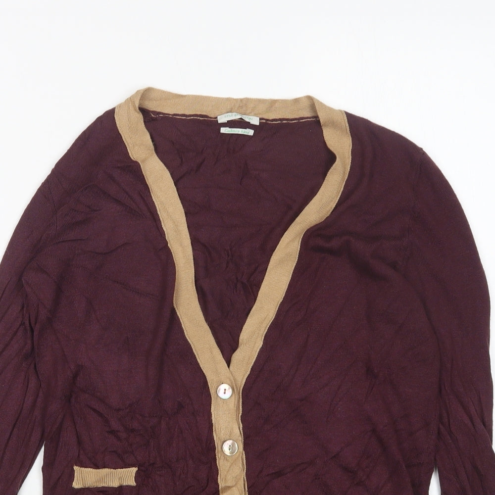 STILE BENETTON Womens Multicoloured V-Neck  Wool Cardigan Jumper Size S