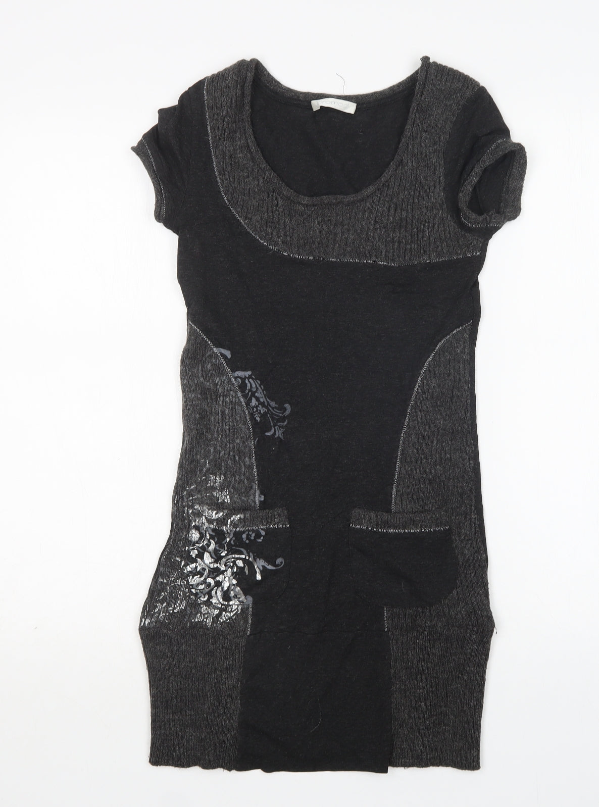 Promod Womens Grey  Viscose Jumper Dress  Size XS  Round Neck
