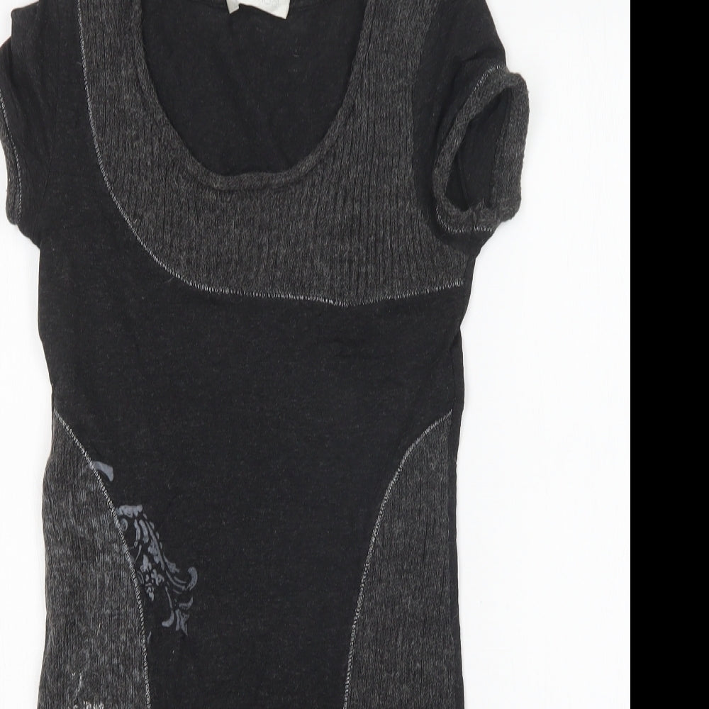 Promod Womens Grey  Viscose Jumper Dress  Size XS  Round Neck