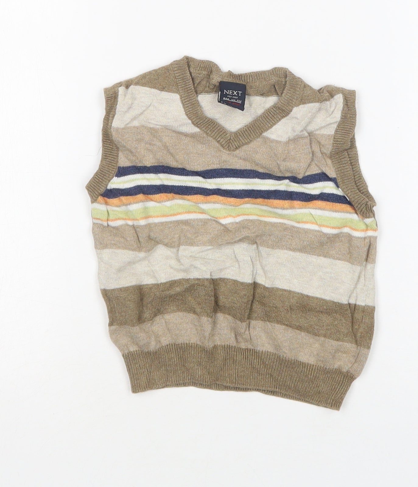 NEXT Boys Multicoloured Striped Cotton Vest Jumper Size 9-12 Months