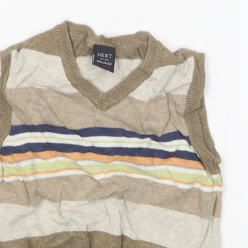 NEXT Boys Multicoloured Striped Cotton Vest Jumper Size 9-12 Months