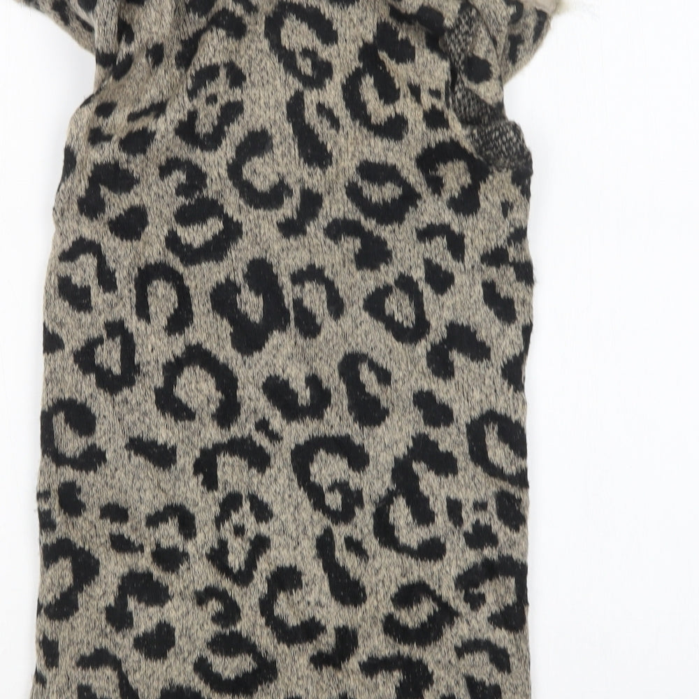 Primark Girls Multicoloured V-Neck Animal Print Acrylic Cardigan Jumper Size 9-10 Years