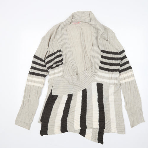 Tamnoon Womens Multicoloured V-Neck Striped Acrylic Cardigan Jumper Size L