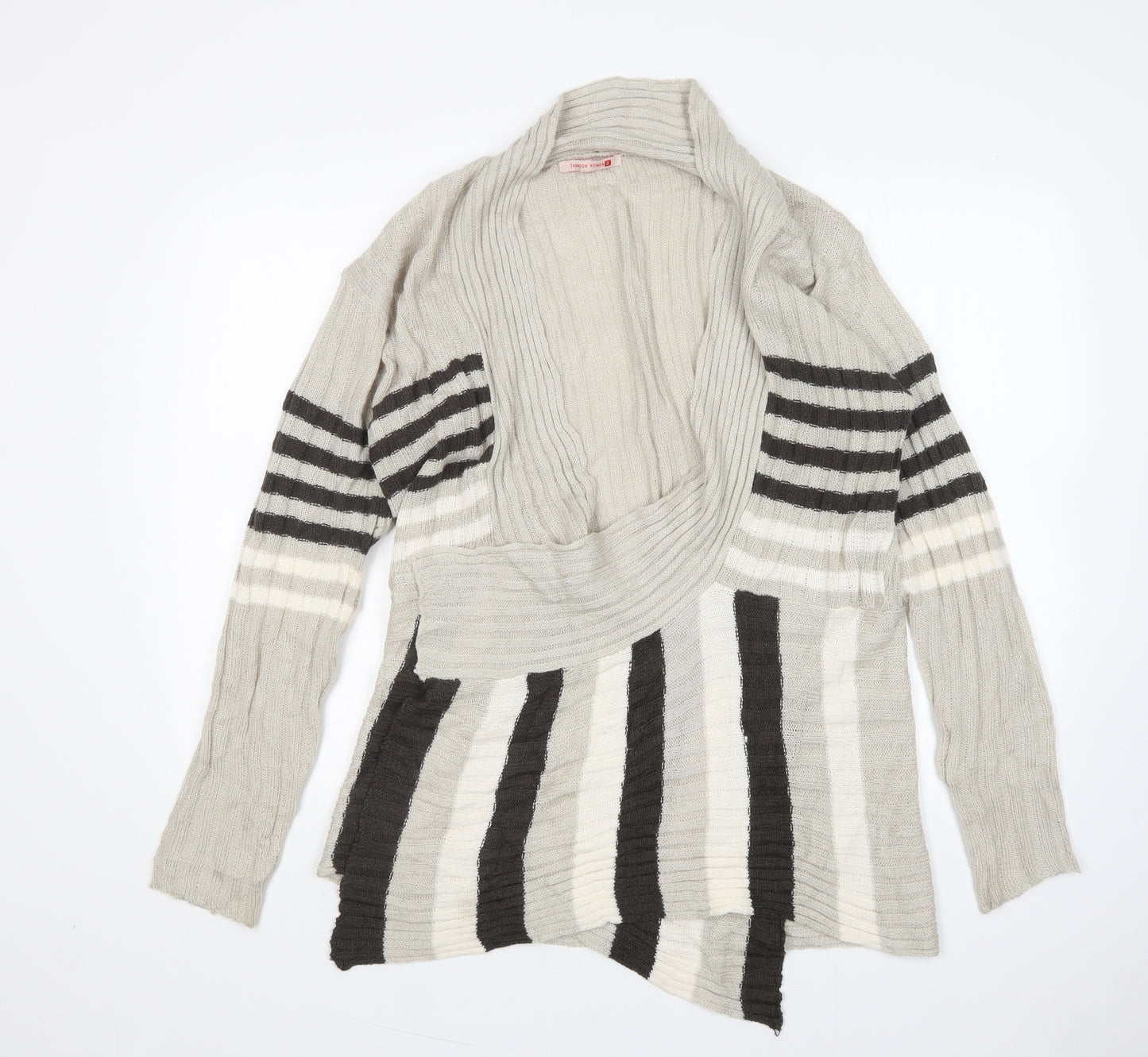 Tamnoon Womens Multicoloured V-Neck Striped Acrylic Cardigan Jumper Size L