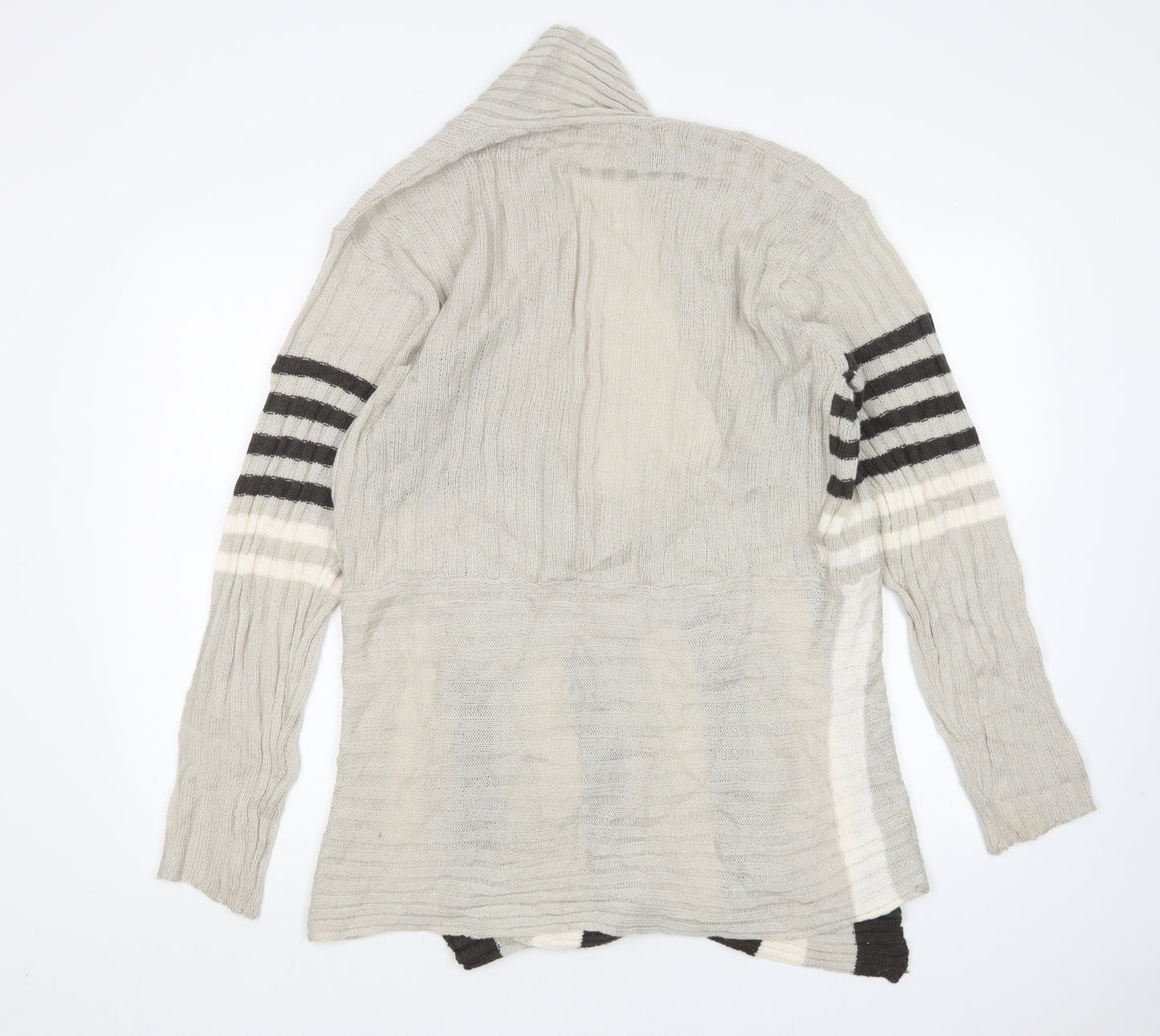 Tamnoon Womens Multicoloured V-Neck Striped Acrylic Cardigan Jumper Size L