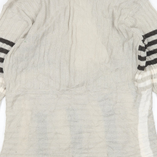 Tamnoon Womens Multicoloured V-Neck Striped Acrylic Cardigan Jumper Size L
