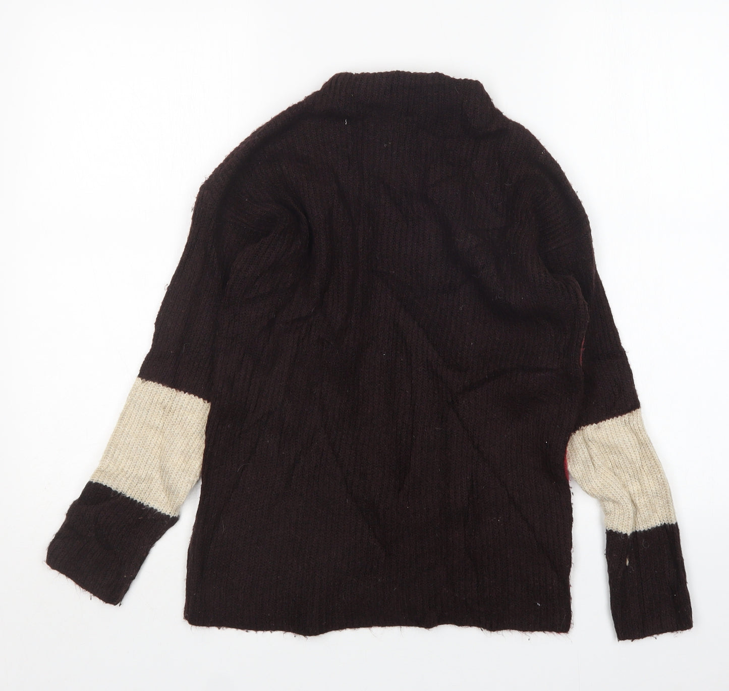 Nutmeg Womens Multicoloured Mock Neck  Acrylic Pullover Jumper Size 8