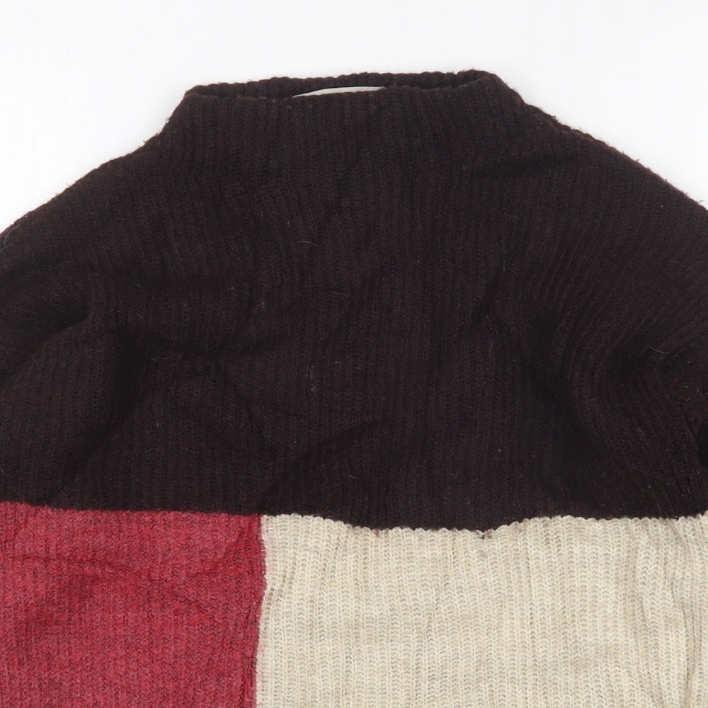 Nutmeg Womens Multicoloured Mock Neck  Acrylic Pullover Jumper Size 8