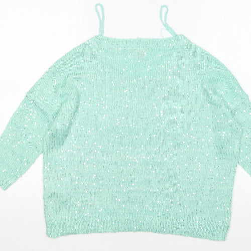 Only Womens Green Round Neck  Acrylic Pullover Jumper Size M