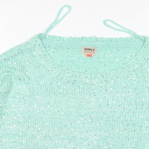 Only Womens Green Round Neck  Acrylic Pullover Jumper Size M