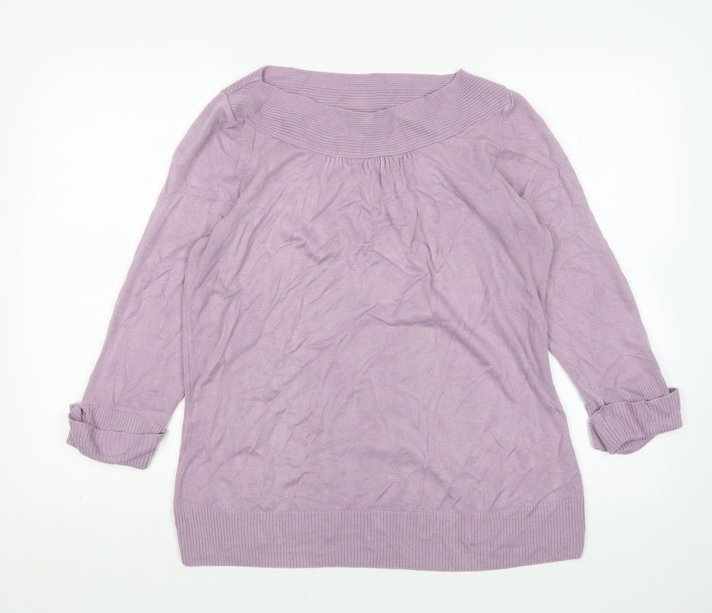 M&S Womens Purple Round Neck  Acrylic Pullover Jumper Size 20