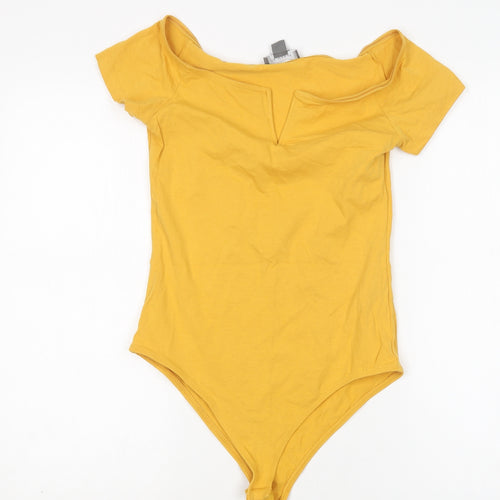 Primark Womens Yellow  Cotton Bodysuit One-Piece Size S