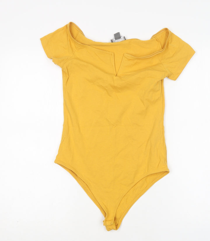 Primark Womens Yellow Cotton Bodysuit One-Piece Size S