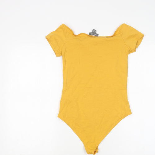 Primark Womens Yellow  Cotton Bodysuit One-Piece Size S