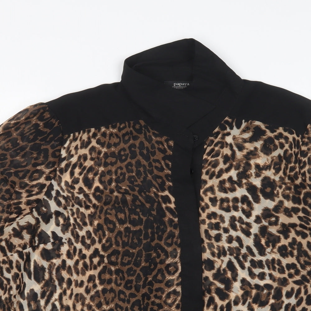 Papaya Womens Multicoloured Animal Print Polyester Basic Button-Up Size 18 Collared