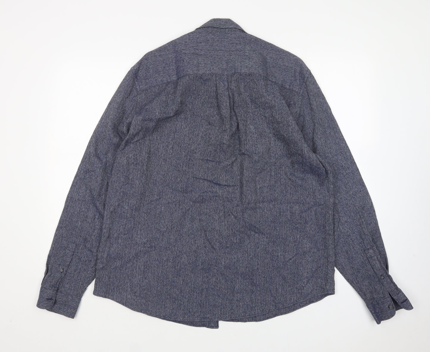 TU Mens Blue  Cotton  Button-Up Size L Collared
