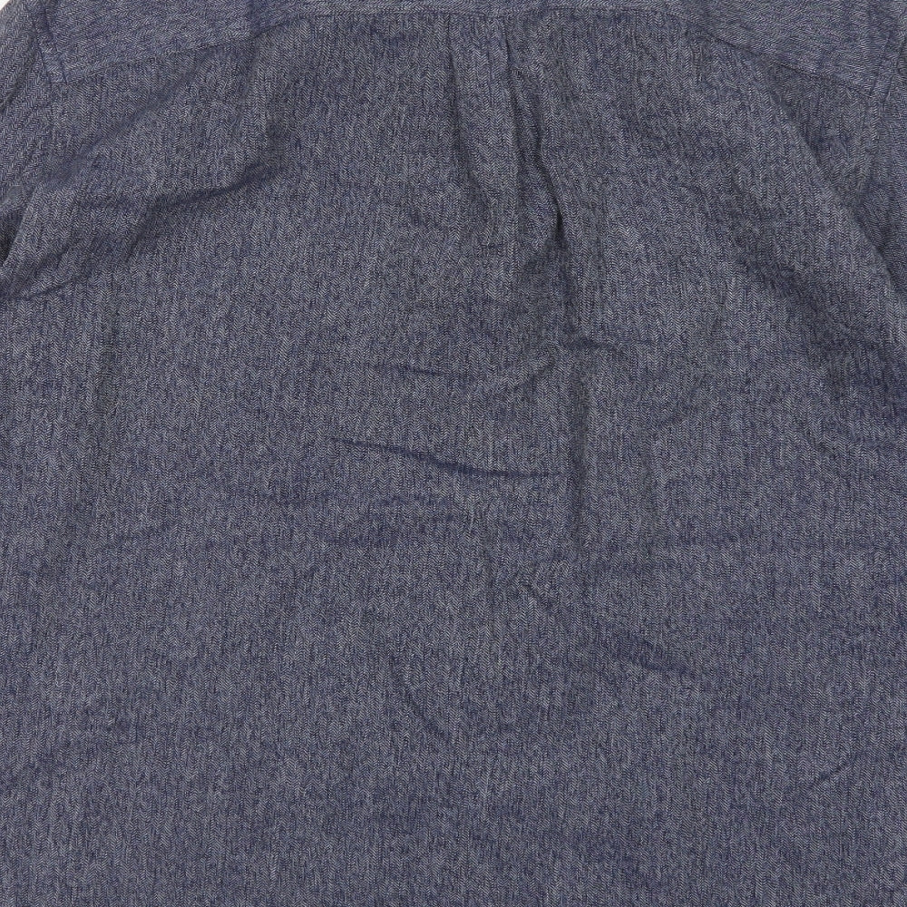 TU Mens Blue  Cotton  Button-Up Size L Collared