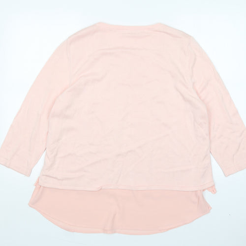Together  Womens Pink Round Neck  Viscose Pullover Jumper Size L