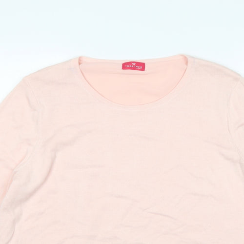 Together  Womens Pink Round Neck  Viscose Pullover Jumper Size L